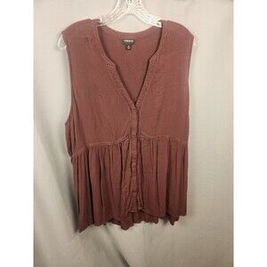Torrid Babydoll‎ Crinkle Gauze Tunic Tank Brown Earth Tone Size 3